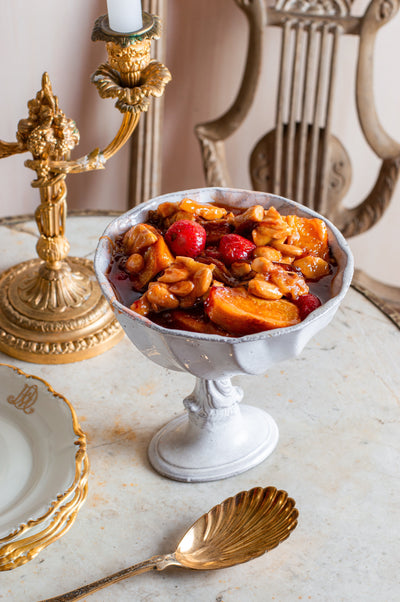 Rhubarb & Strawberries with Oranges & Almond Pebbles